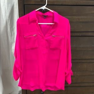 Hot pink popover blouse